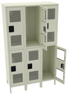 Three Dual-Tier Clear Lockers with Legs