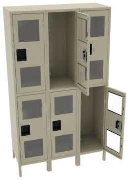 Three Dual-Tier Clear Lockers with Legs