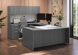 Bow Front U Shaped Desk with Hutch