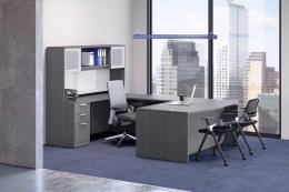 Modern U Shaped Desk with Hutch - PL Laminate