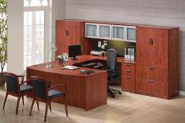 U Shaped Desk with Storage - PL Laminate Series