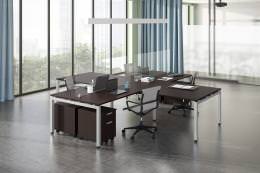 4 Person Desk with Privacy Panels - Elements Series