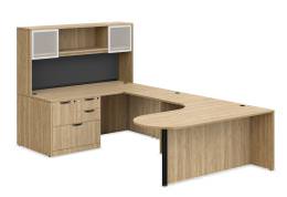 U Shaped Peninsula Desk with Hutch - PL Laminate Series