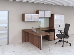 L Shaped Peninsula Desk with Storage - PL Laminate