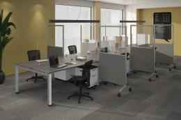 8 Person Workstation with Privacy Panels - Elements Series
