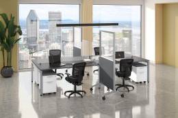 4 Person Workstation with Privacy Panels - Elements Series