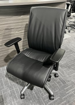 Black Leather Mid-Back Office Chair