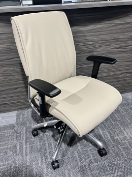 Tan Leather Mid-Back Office Chair