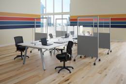 6 Person Workstation with Privacy Panels - Signature Metal Leg Series