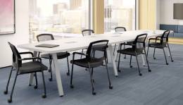 Boat Shaped Conference Table with Metal Legs - VA Leg Series