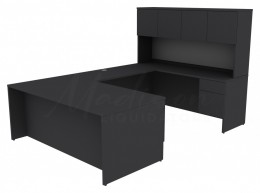 U Shaped Desk with Hutch and Drawers