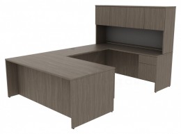 U Shaped Desk with Hutch and Drawers