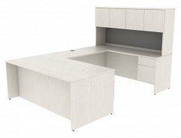 U Shaped Desk with Hutch and Drawers