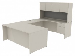 U Shaped Desk with Hutch and Drawers