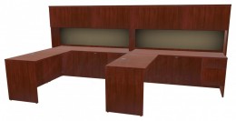 2 Person Desk with Hutch and Drawers