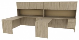 2 Person Desk with Hutch and Drawers
