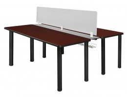 2 Person Workstation with Privacy Panels
