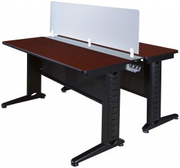 2 Person Desk with Fabric Privacy Panels