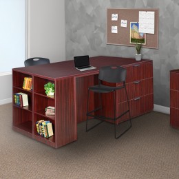 4 Person Desk with Fabric Privacy Panels
