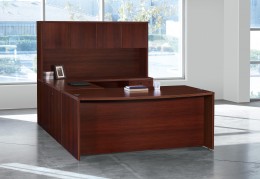 Bow Front U Shaped Desk with Hutch