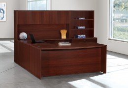 Bow Front U Shaped Desk with Storage