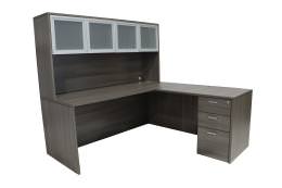L Shaped Desk with Hutch - Amber