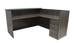 L Shaped Reception Desk with Drawers - Amber Series