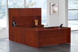 Bow Front U Shaped Desk with Hutch