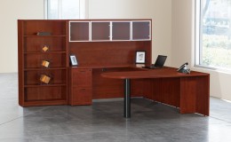U Shaped Peninsula Desk with Bookcase