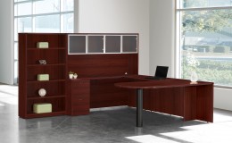 U Shaped Peninsula Desk with Bookcase
