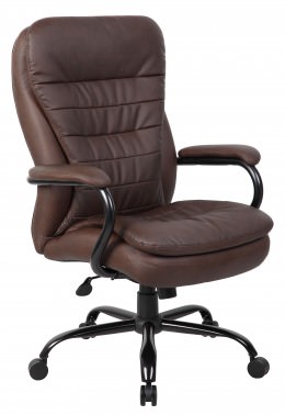 Brown Leather Heavy Duty Executive Office Chair - LeatherPlus