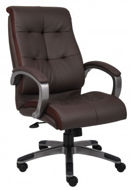 Brown Leather High Back Executive Chair - LeatherPlus