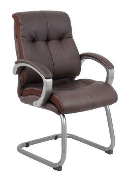 Brown Leather Guest Chair - LeatherPlus