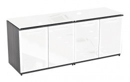 Credenza Storage Cabinet with White Glass Doors and Top - Potenza