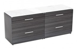 Double Lateral Filing Cabinet with Glass Top - Potenza Series