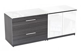 Combo Lateral File Storage Cabinet Credenza with Glass Top - Potenza