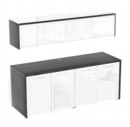Storage Credenza with Wall Mounted Hutch - Potenza Series