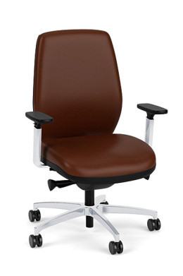 Brown Leather Mid Back Office Chair - Riva Series