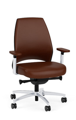Brown Leather Mid Back Office Chair - 4U Series
