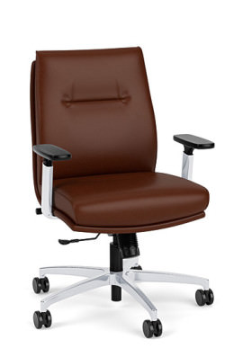 Brown Leather Mid Back Office Chair - Linate Series