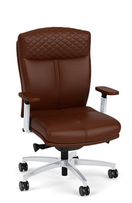 Brown Leather Mid Back Office Chair - Carmel Series