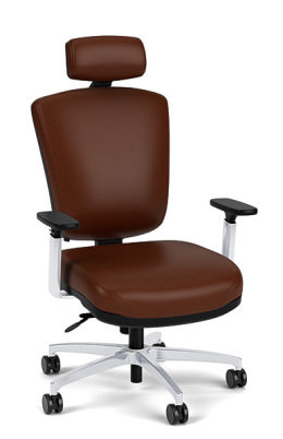 Brown Leather Office Chair with Headrest - Brisbane Series