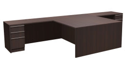 T Shaped Two Person Desk with Hutch