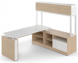 Height Adjustable L Shape Desk with Storage