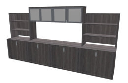 Long Credenza with Overhead Storage - PL Laminate Series