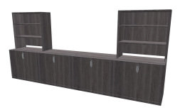 Long Credenza with Open Hutch Storage - PL Laminate