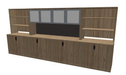 Long Credenza with Overhead Storage - PL Laminate