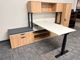 Height Adjustable Desk with Storage and Hutch