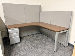 L Shaped Cubicle Desk with Drawers