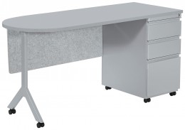 Bow Front L Shaped Desk with Drawers